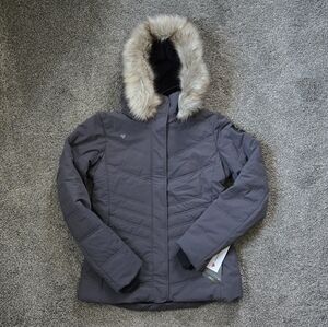 Obermeyer Tuscany Elite Jacket Women's Gray Puffer Jacket with Faux Fur Hood NEW